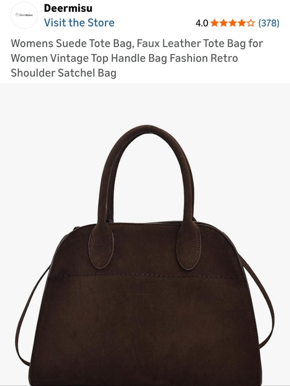 Brown Suede Tote Bag - Vintage Top Handle Satchel